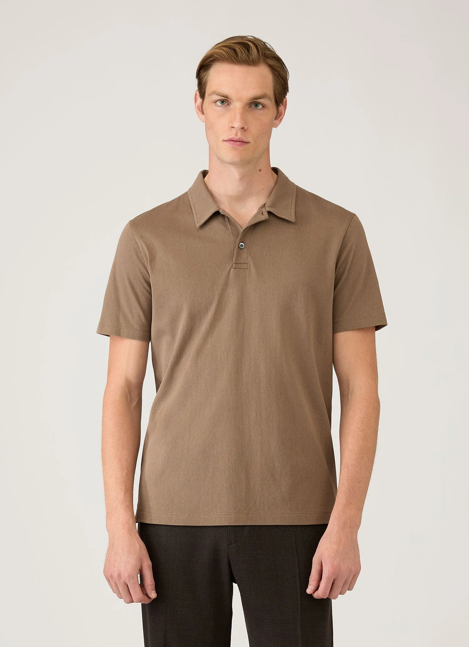 Men's Regular Fit Riviera Polo Shirt in Dark Cedar sold by Sunspel product image thumbnail 2