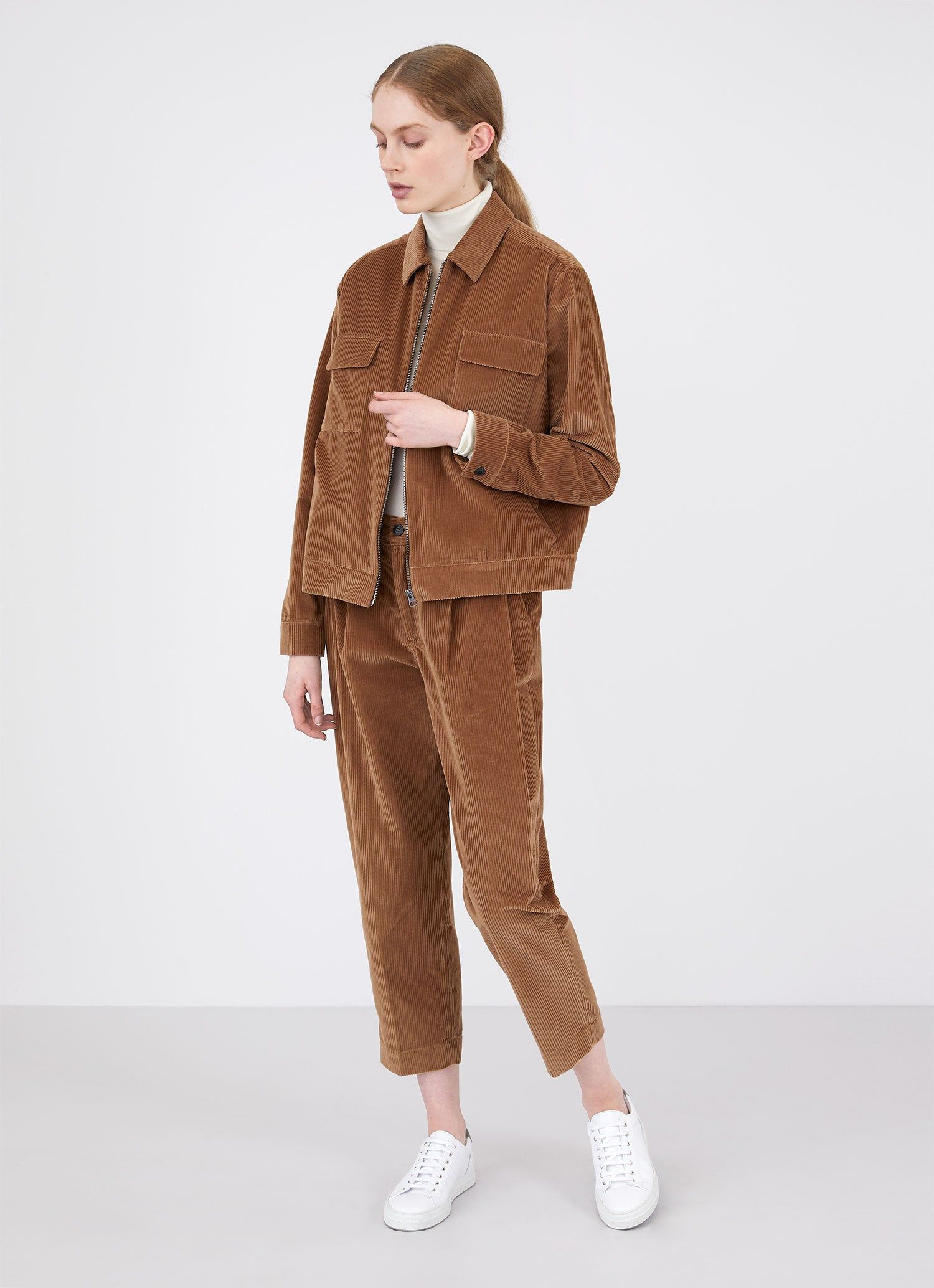 Women's Corduroy Trouser in Dark Camel sold by Sunspel product image thumbnail 3