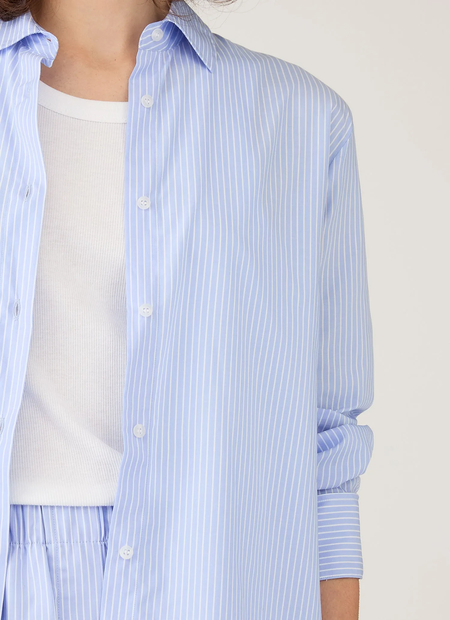 Women's Relaxed Poplin Shirt in Pale Blue/White sold by Sunspel product image thumbnail 4