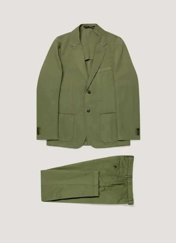 Men's Cotton Linen Two-Piece Suit in Deep Olive sold by Sunspel