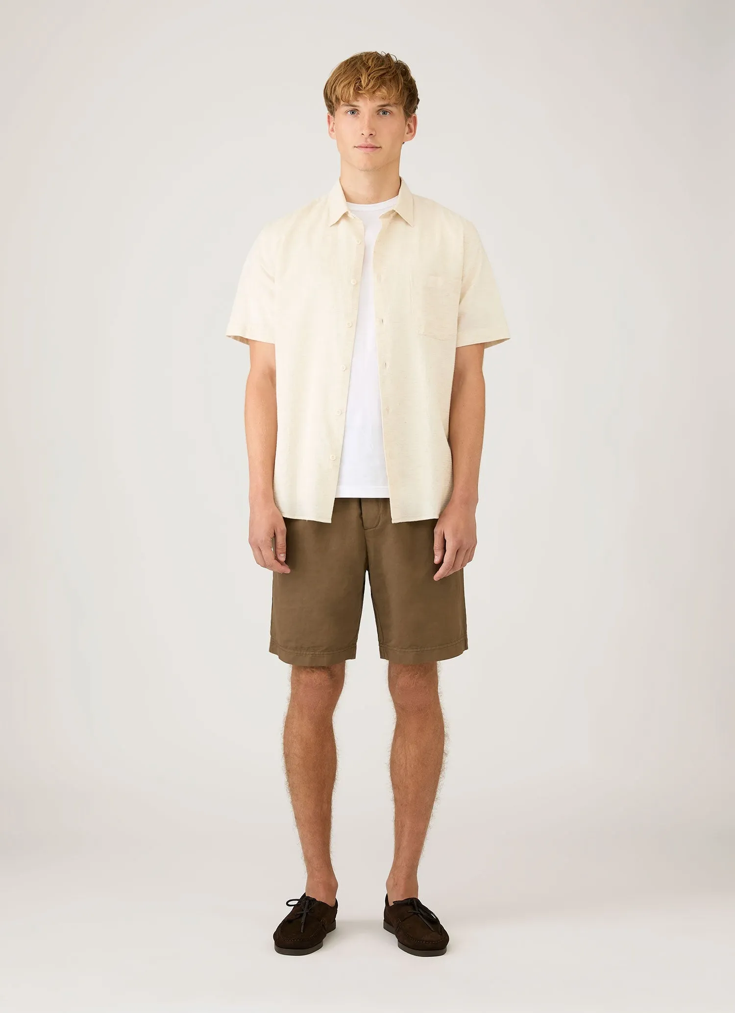 Men's Short Sleeve Cotton Linen Shirt in Ecru sold by Sunspel product image thumbnail 3