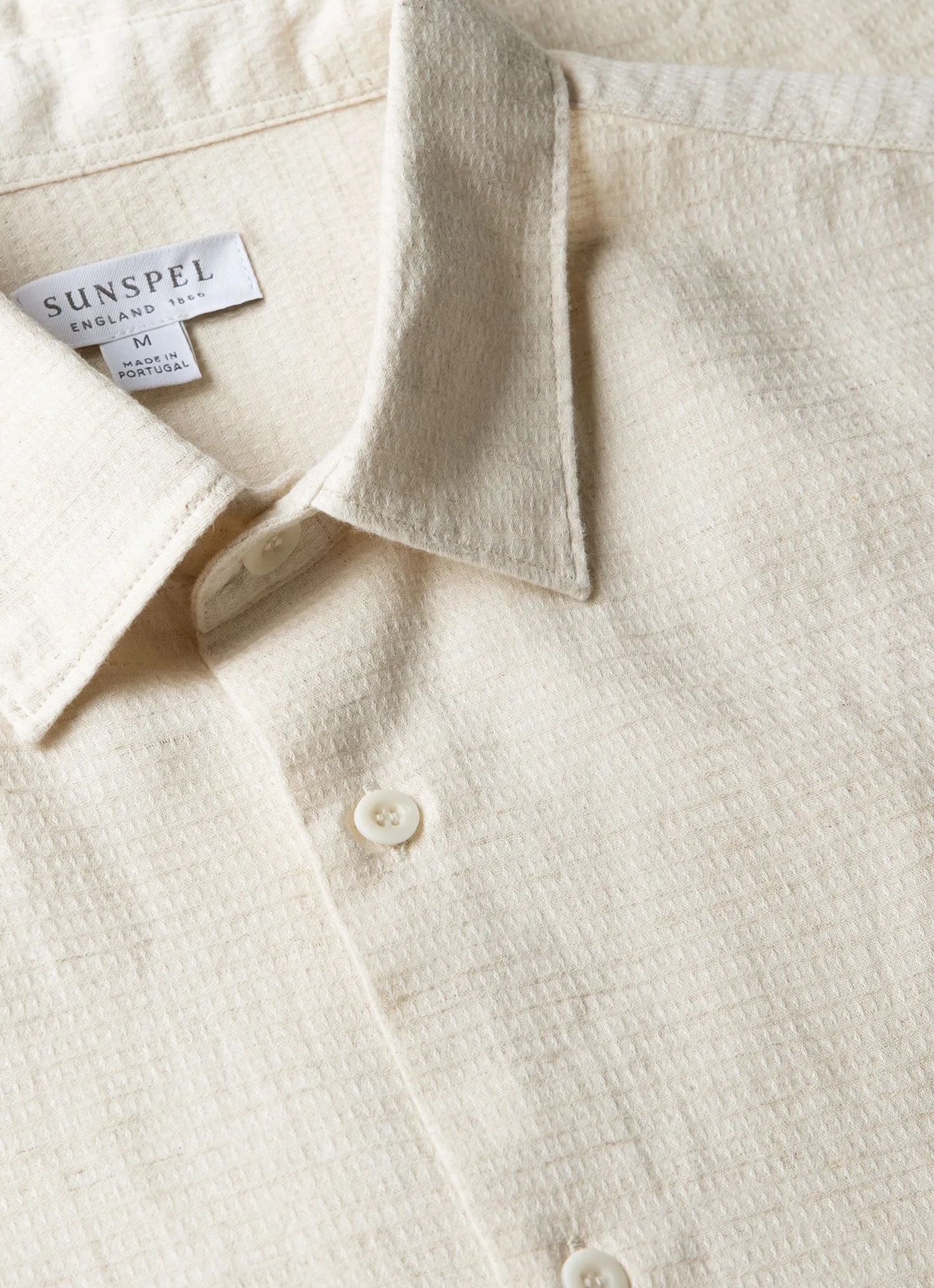 Men's Short Sleeve Cotton Linen Shirt in Ecru sold by Sunspel product image thumbnail 4