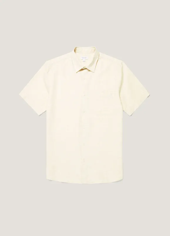 Men's Short Sleeve Cotton Linen Shirt in Ecru sold by Sunspel