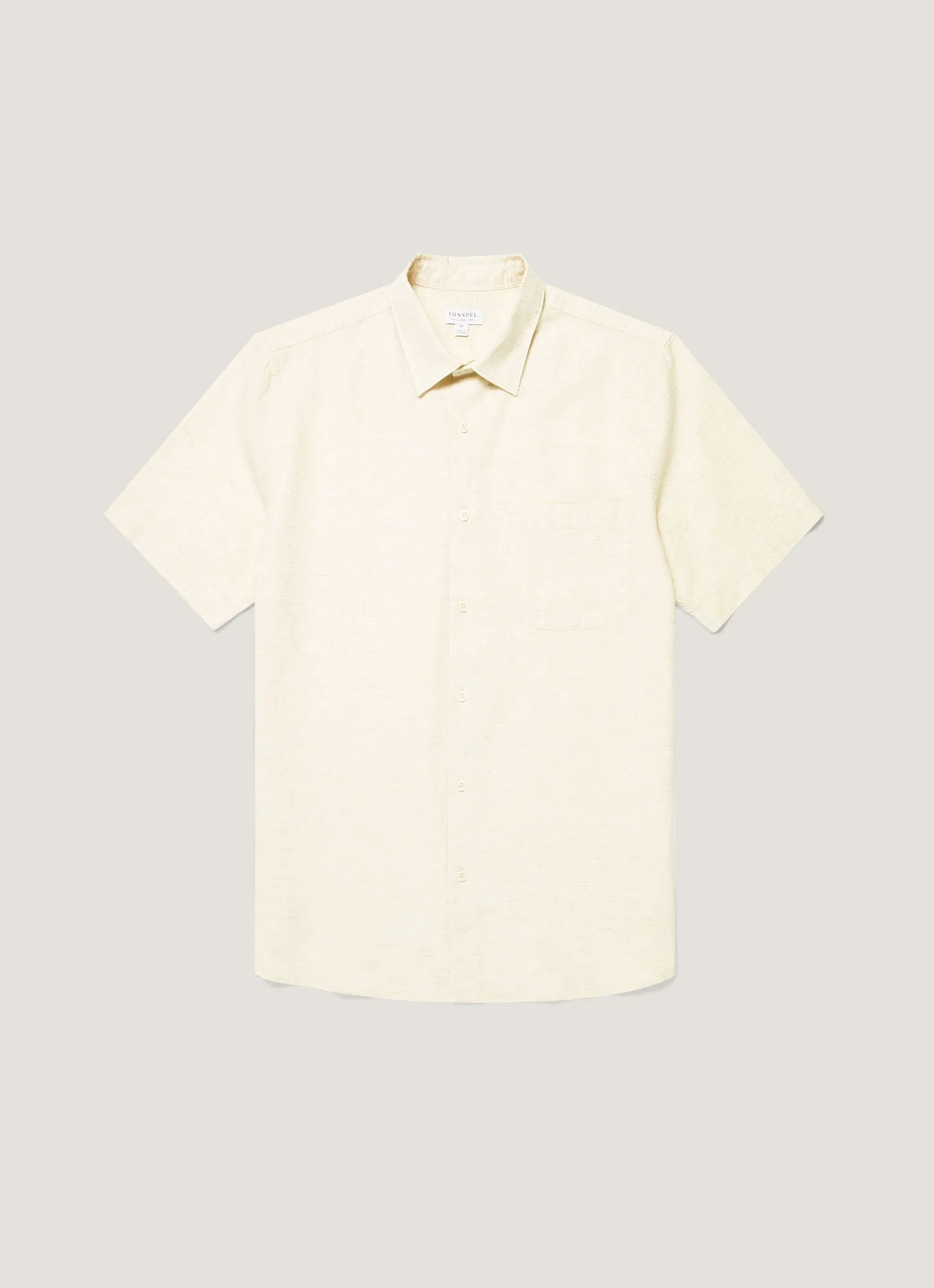 Men's Short Sleeve Cotton Linen Shirt in Ecru sold by Sunspel