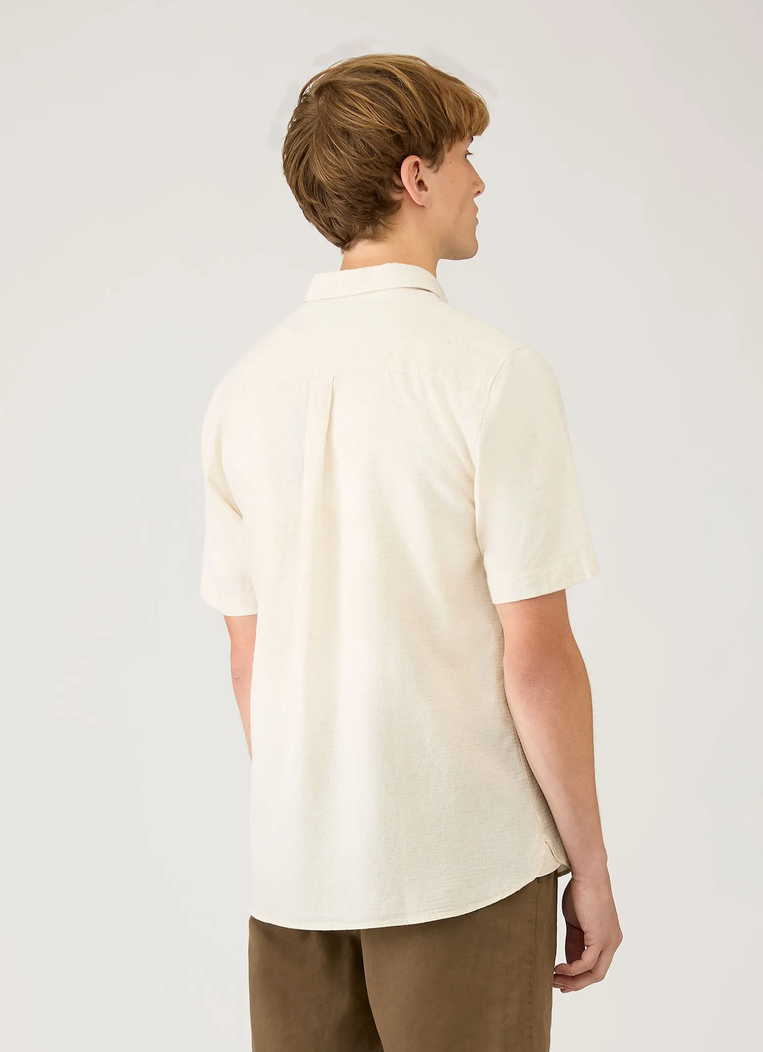 Men's Short Sleeve Cotton Linen Shirt in Ecru sold by Sunspel product image thumbnail 5