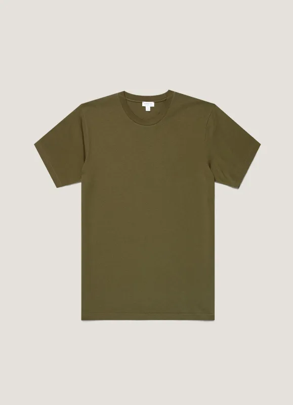 Men's Riviera Midweight T-shirt in Deep Olive sold by Sunspel