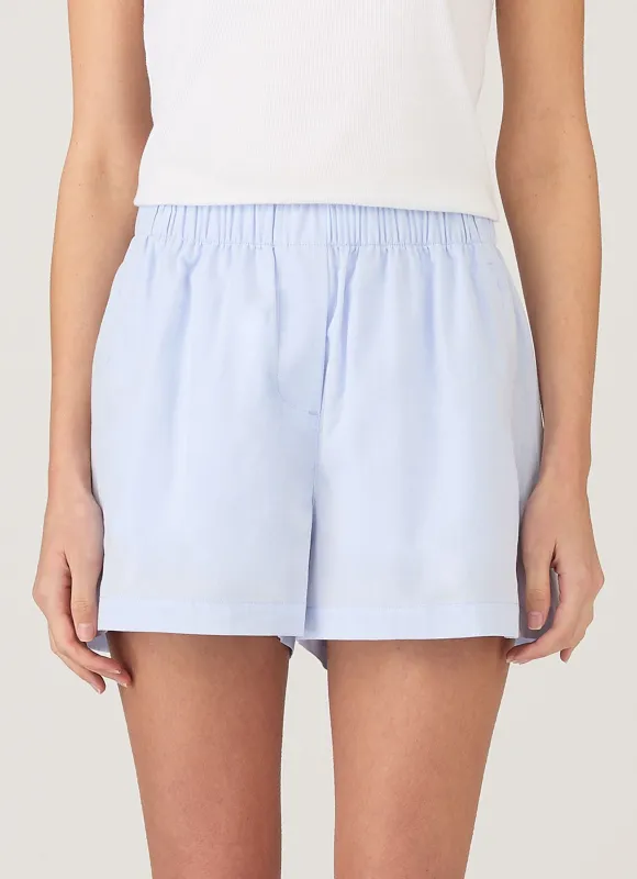 Women's Relaxed Poplin Boxer Short in Pastel Blue sold by Sunspel