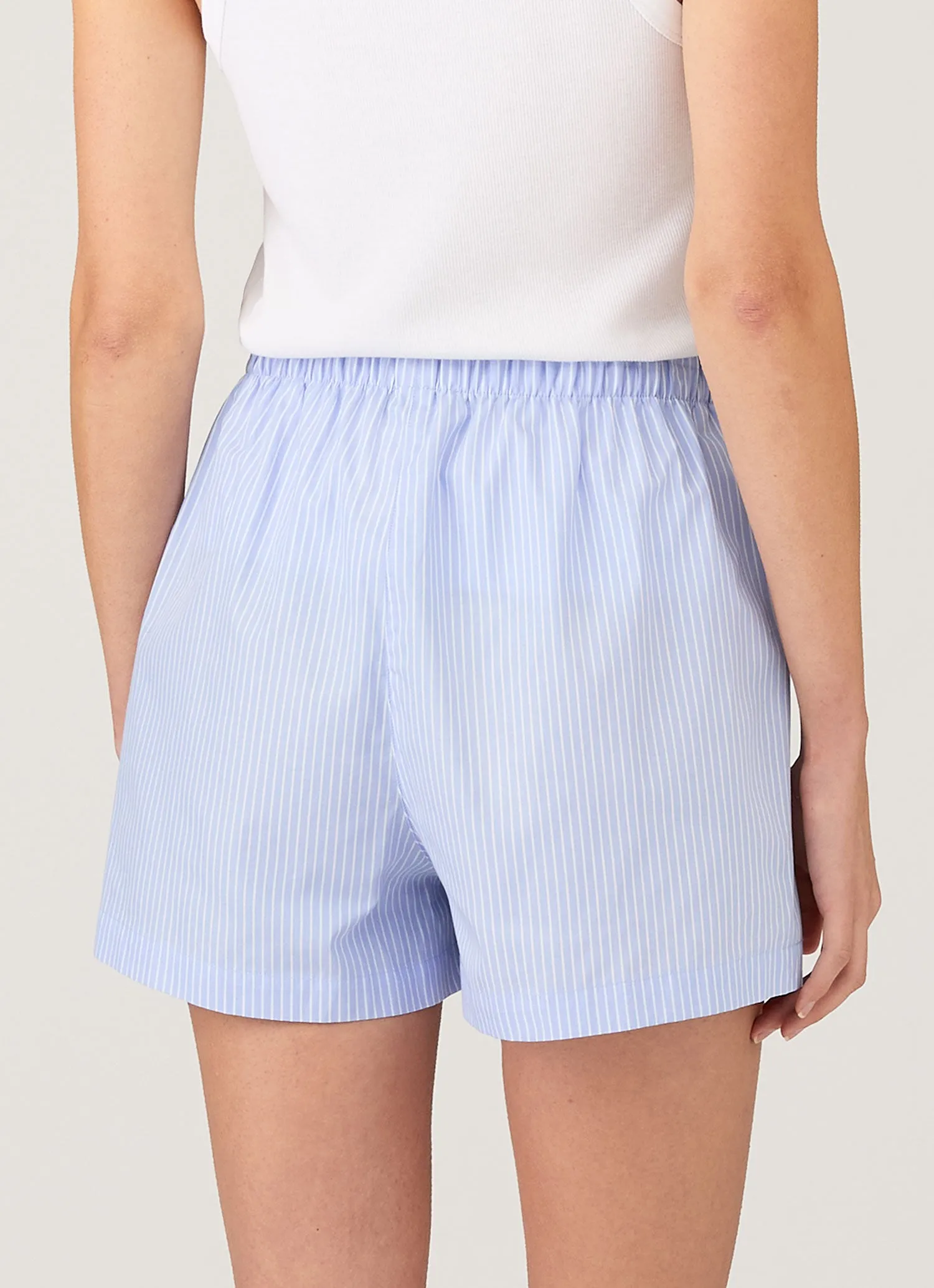 Women's Relaxed Poplin Boxer Short in Pale Blue/White sold by Sunspel product image thumbnail 3
