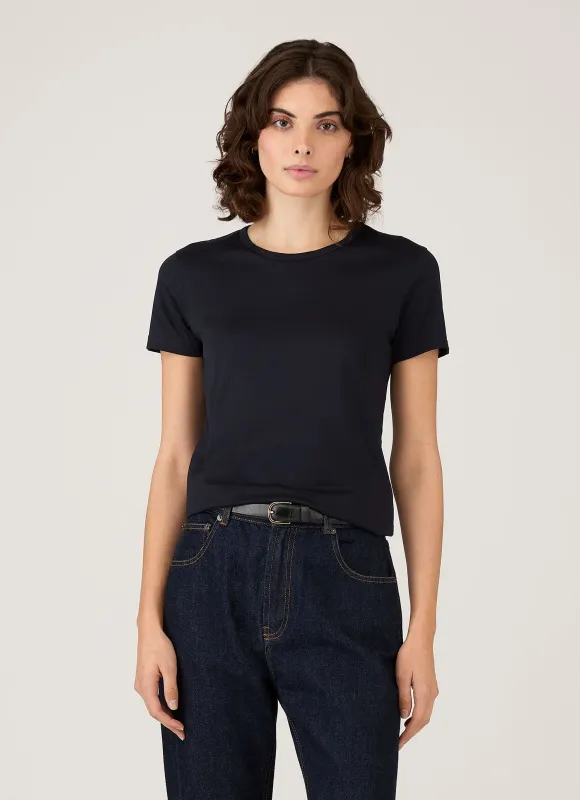 Women's Classic T-shirt in Midnight Navy sold by Sunspel