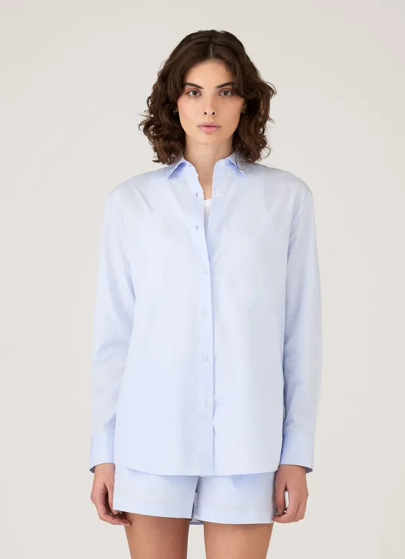 Women's Relaxed Poplin Shirt in Pastel Blue sold by Sunspel