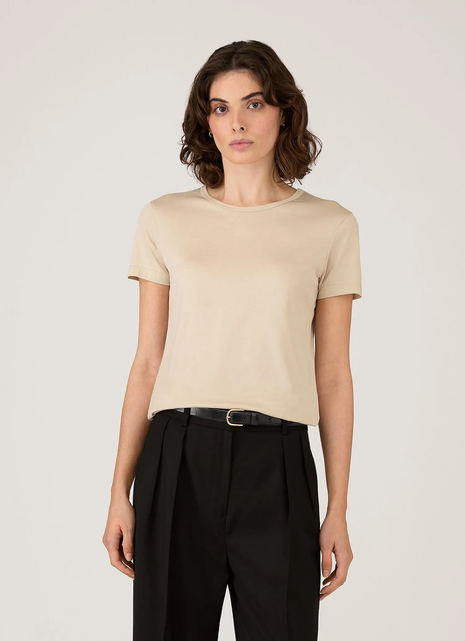 Women's Classic T-shirt in Hazelwood sold by Sunspel