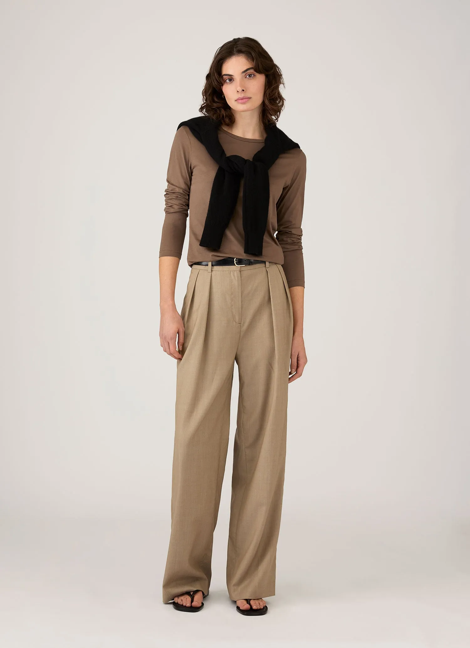 Women's Long Sleeve Classic T-shirt in Dark Cedar sold by Sunspel product image thumbnail 2