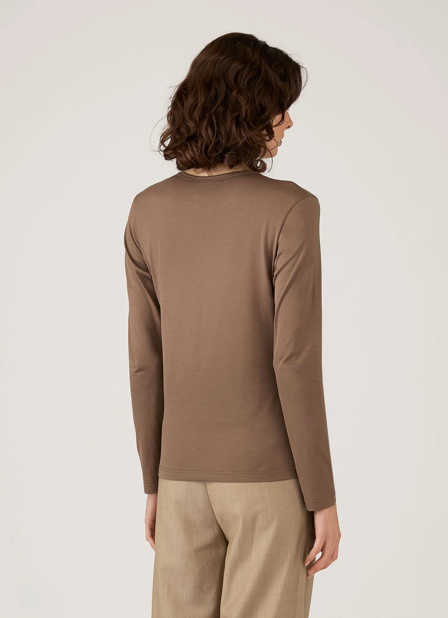 Women's Long Sleeve Classic T-shirt in Dark Cedar sold by Sunspel product image thumbnail 3