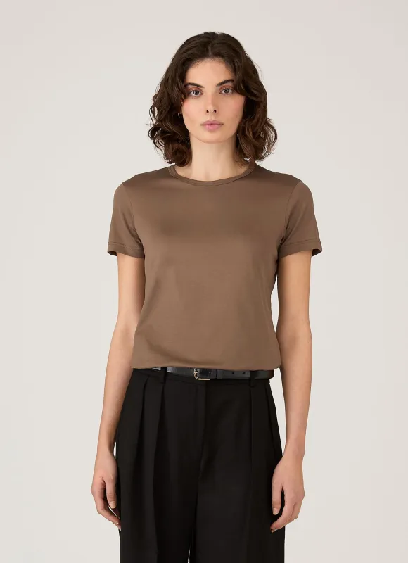 Women's Classic T-shirt in Dark Cedar sold by Sunspel