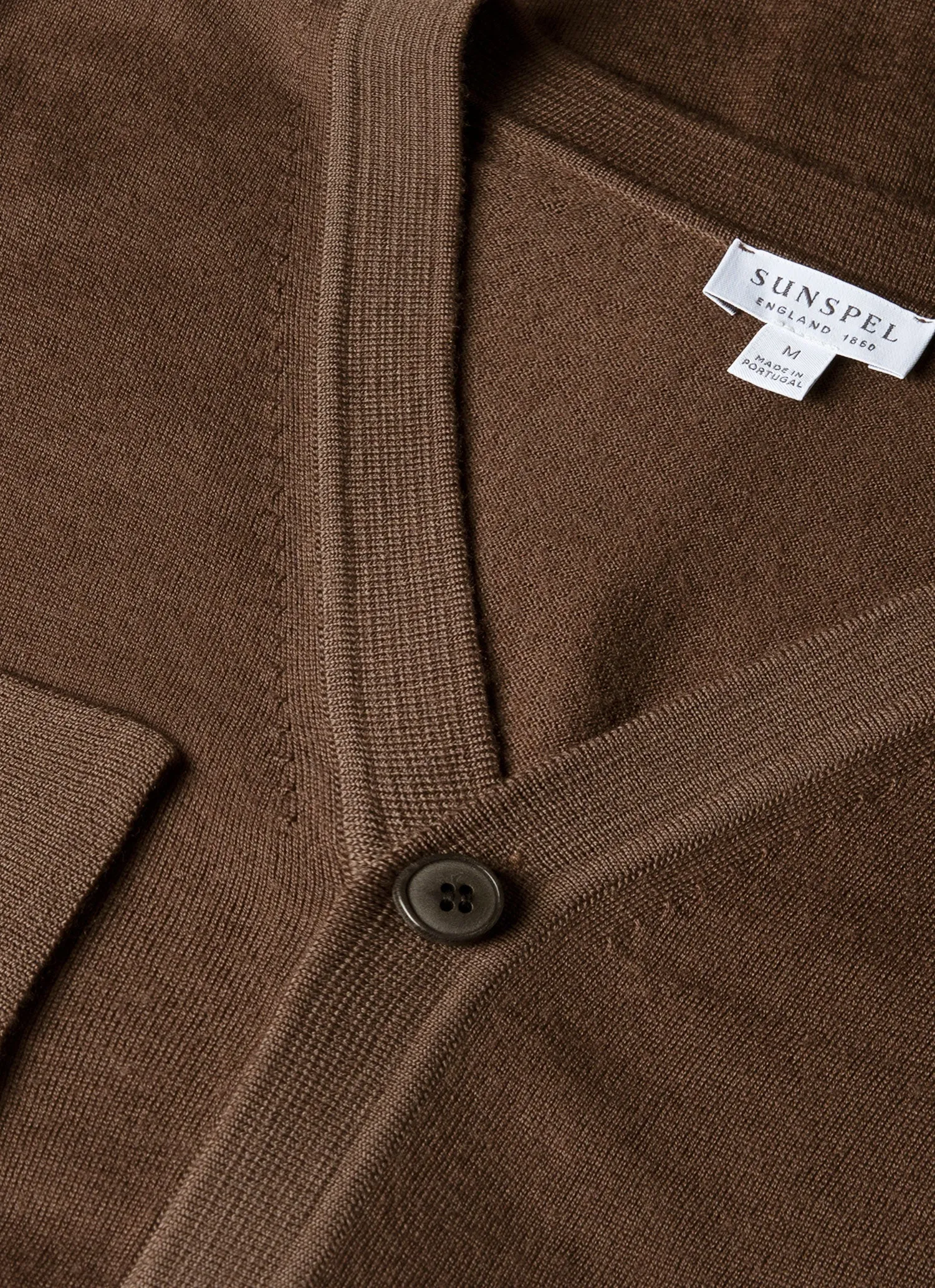Men's Extra-Fine Merino Cardigan in Bark sold by Sunspel product image thumbnail 4