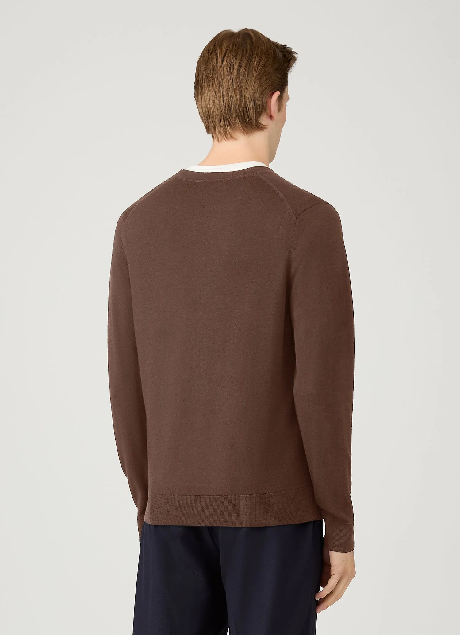 Men's Extra-Fine Merino Cardigan in Bark sold by Sunspel product image thumbnail 5