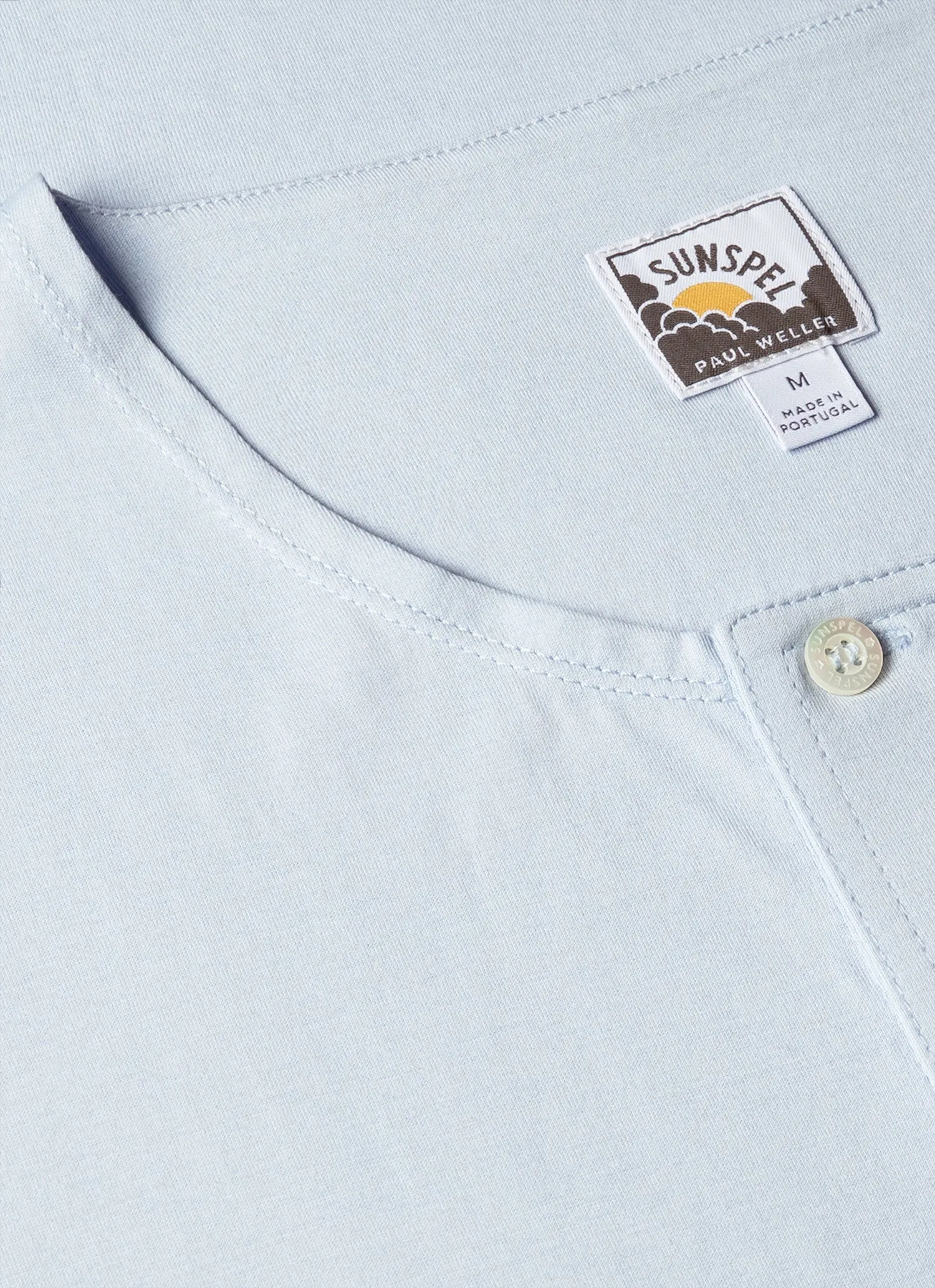 Men's Sunspel x Paul Weller Henley in Ice Blue sold by Sunspel product image thumbnail 4