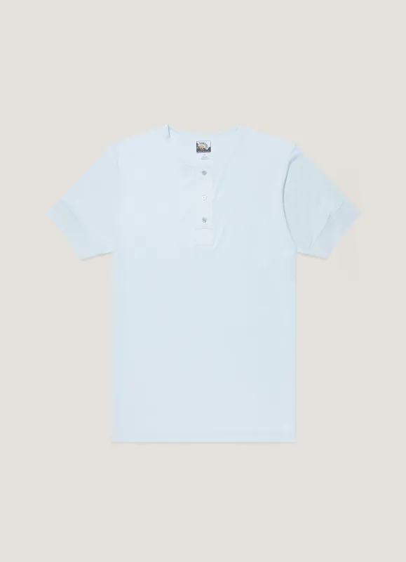 Men's Sunspel x Paul Weller Henley in Ice Blue sold by Sunspel