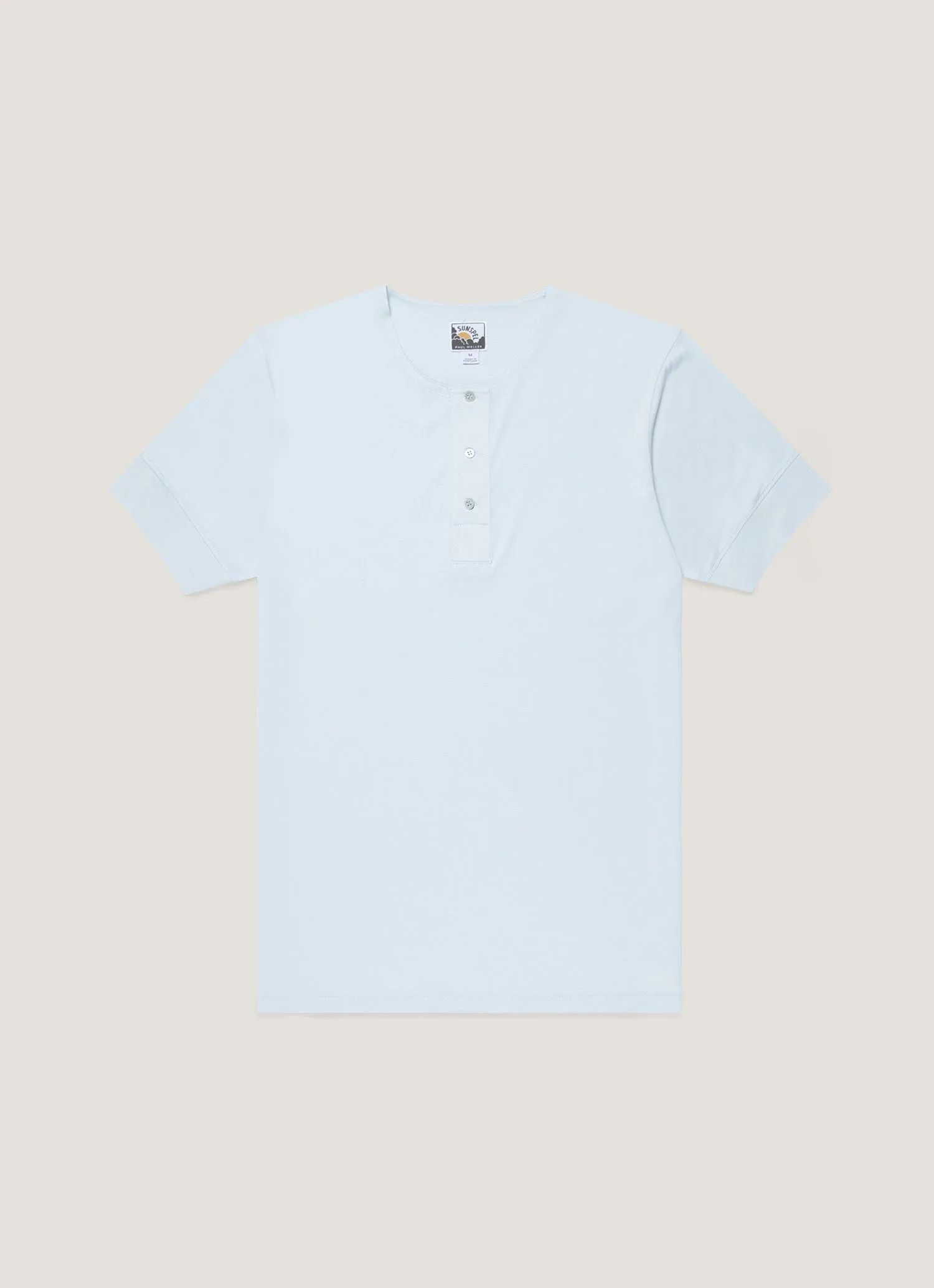 Men's Sunspel x Paul Weller Henley in Ice Blue sold by Sunspel