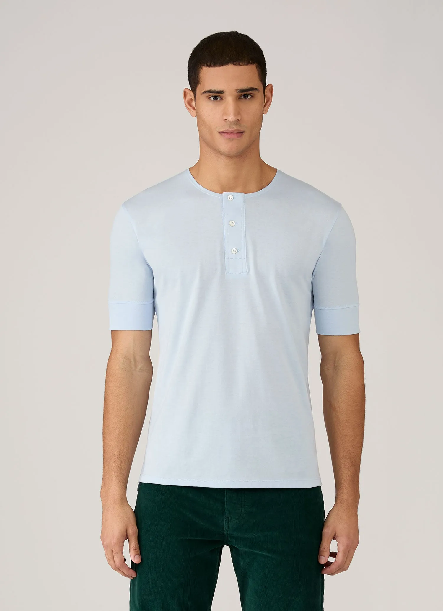Men's Sunspel x Paul Weller Henley in Ice Blue sold by Sunspel product image thumbnail 2