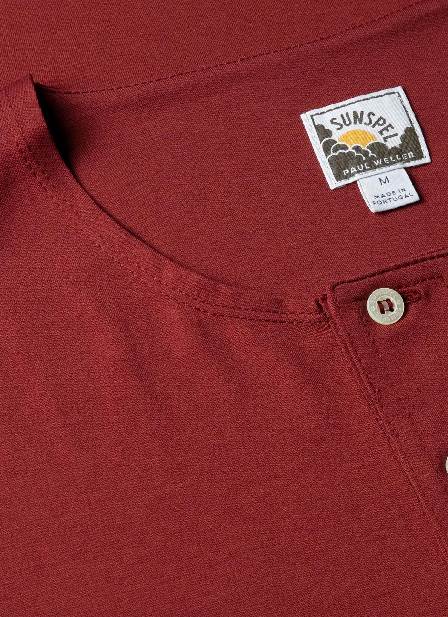 Men's Sunspel x Paul Weller Henley in Dark Cherry sold by Sunspel product image thumbnail 4