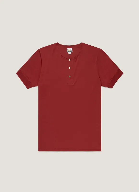 Men's Sunspel x Paul Weller Henley in Dark Cherry sold by Sunspel