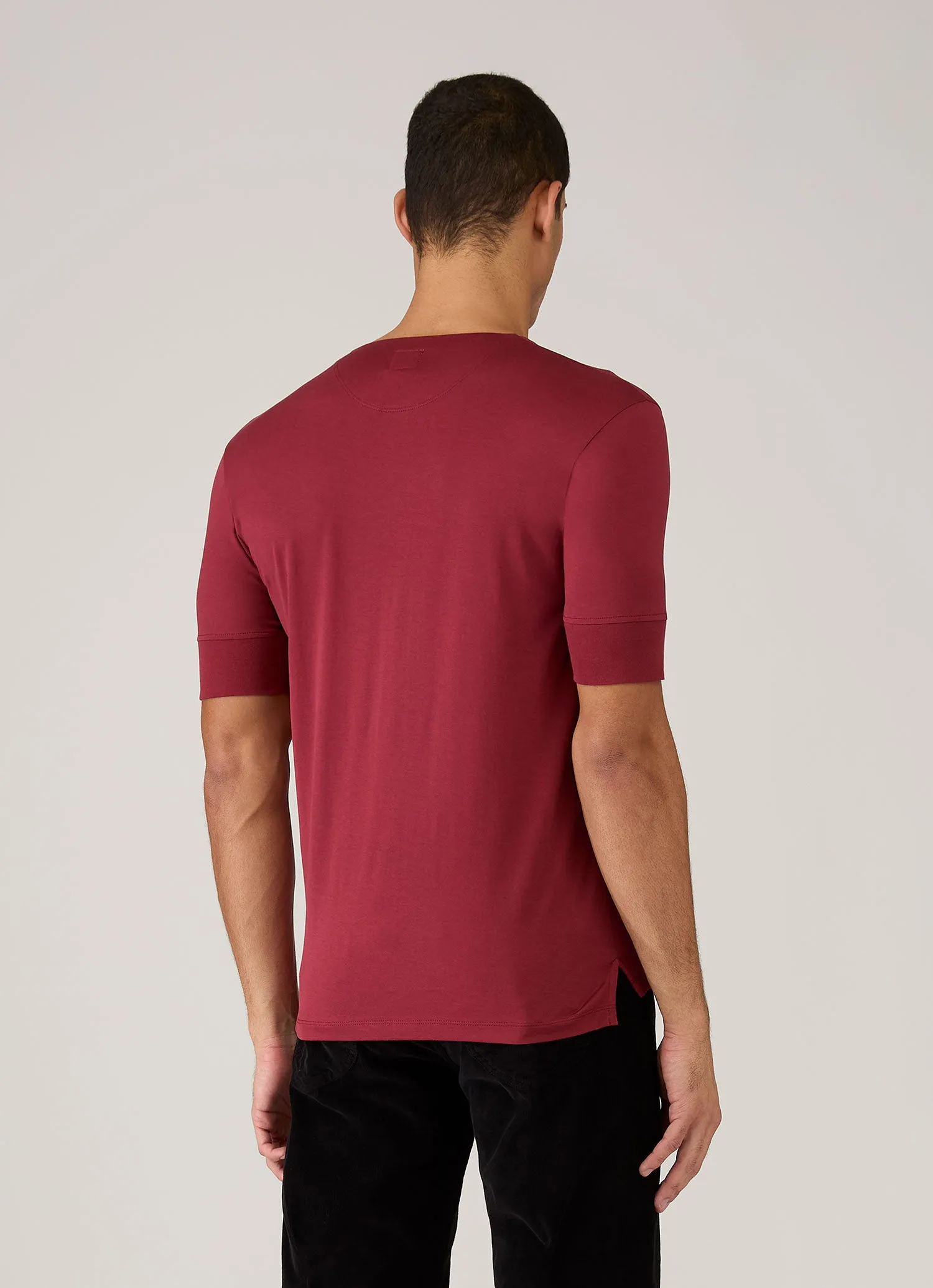 Men's Sunspel x Paul Weller Henley in Dark Cherry sold by Sunspel product image thumbnail 5