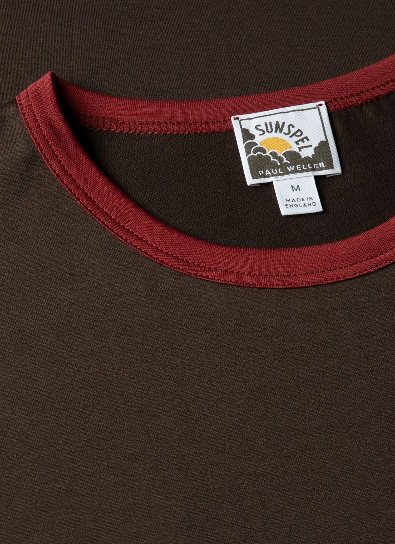 Men's Sunspel x Paul Weller Ringer T-shirt in Dark Brown sold by Sunspel product image thumbnail 4