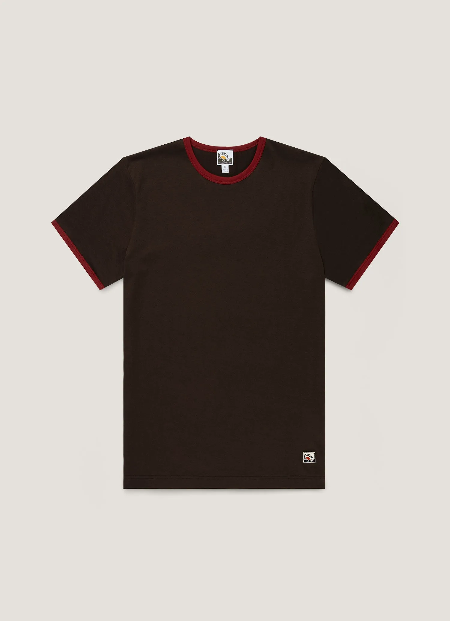 Men's Sunspel x Paul Weller Ringer T-shirt in Dark Brown sold by Sunspel