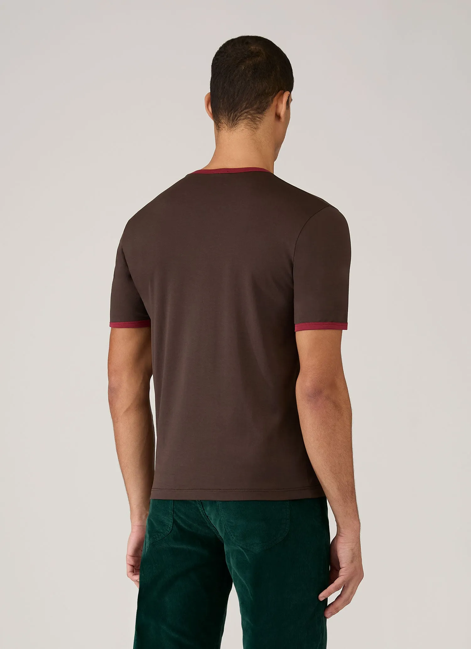 Men's Sunspel x Paul Weller Ringer T-shirt in Dark Brown sold by Sunspel product image thumbnail 5
