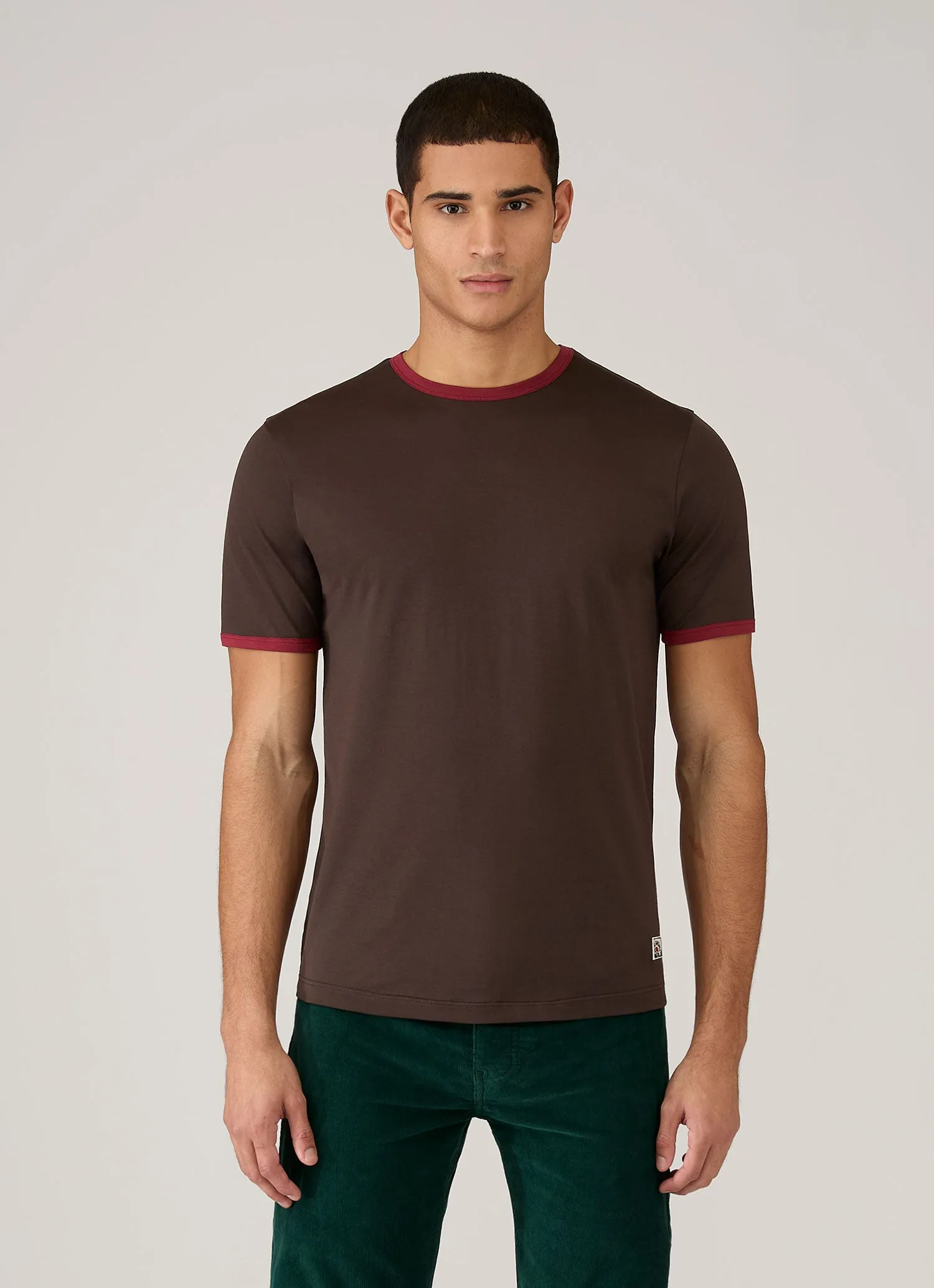 Men's Sunspel x Paul Weller Ringer T-shirt in Dark Brown sold by Sunspel product image thumbnail 2