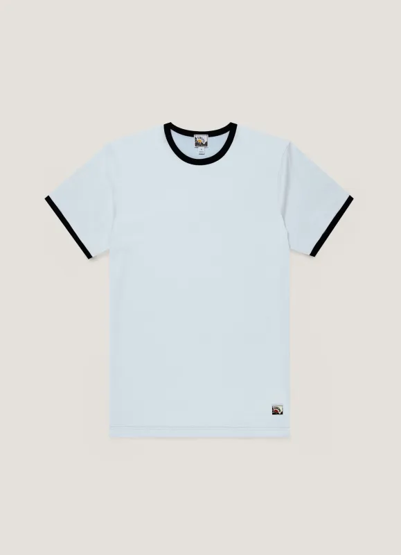Men's Sunspel x Paul Weller Ringer T-shirt in Ice Blue made by Sunspel