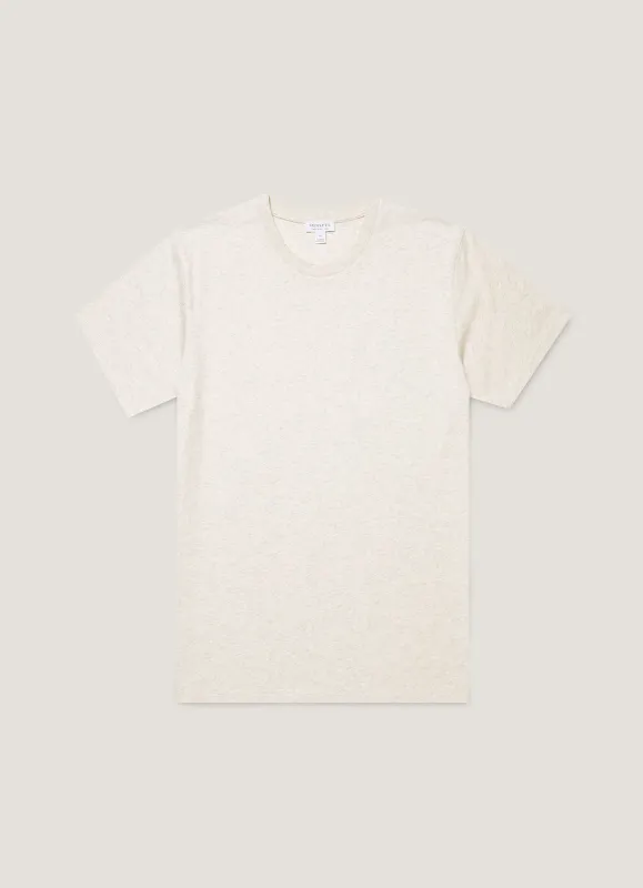 Men's Riviera Midweight T-shirt in Archive White Melange made by Sunspel