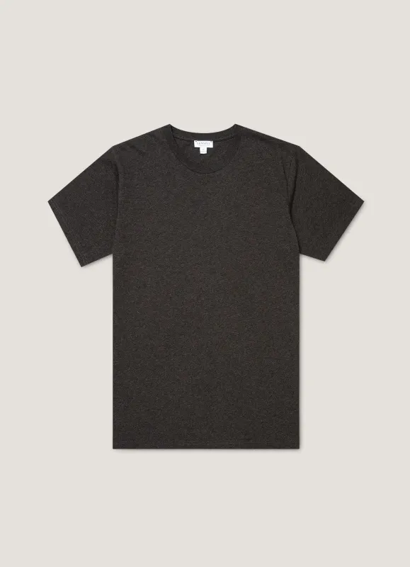 Men's Riviera Midweight T-shirt in Charcoal Melange made by Sunspel