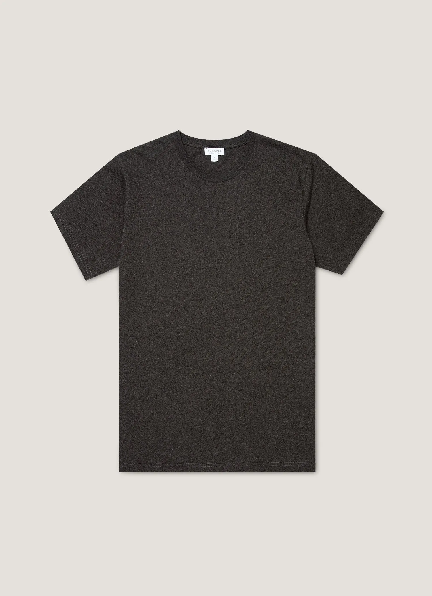 Men's Riviera Midweight T-shirt in Charcoal Melange sold by Sunspel