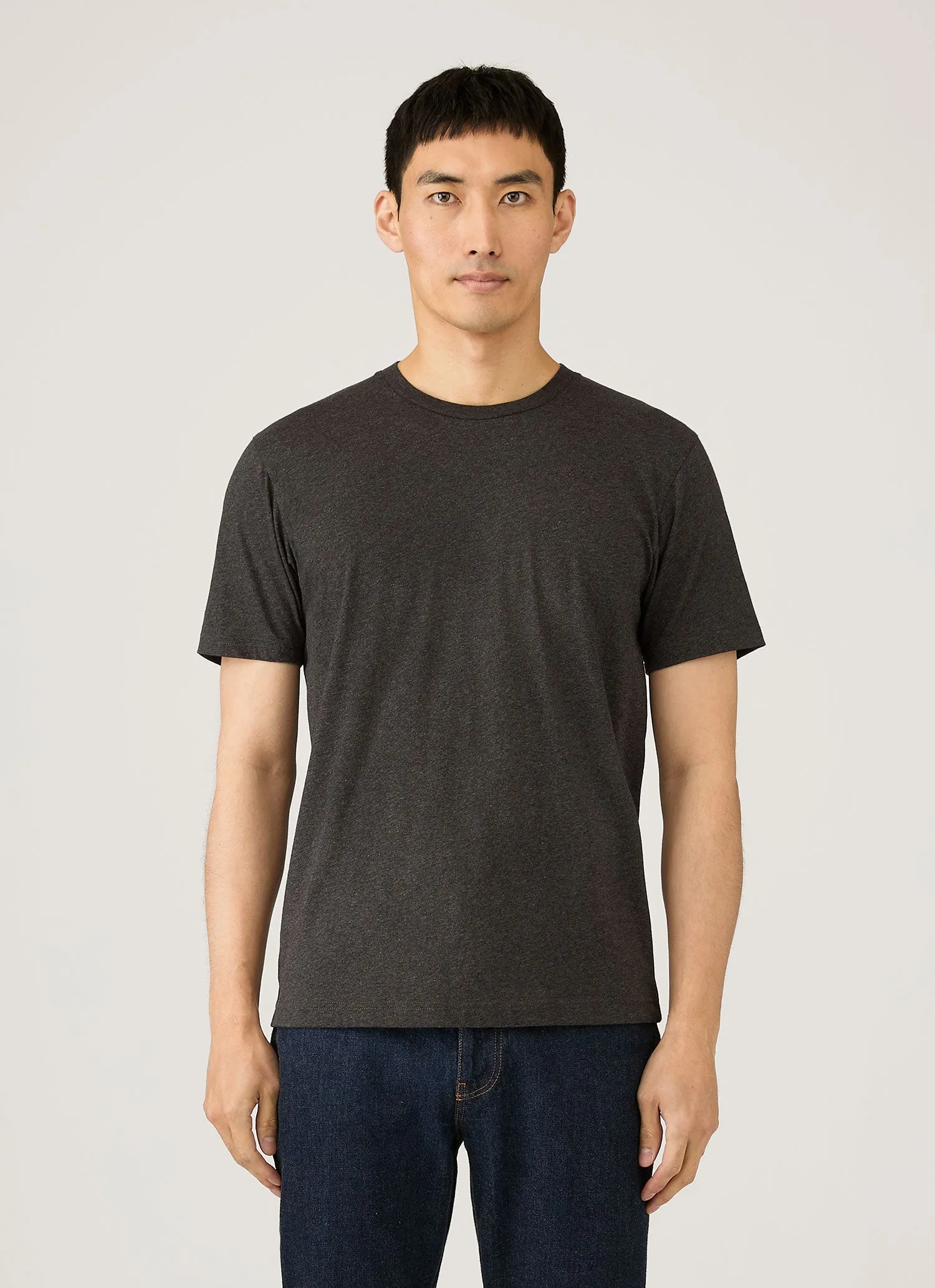 Men's Riviera Midweight T-shirt in Charcoal Melange sold by Sunspel product image thumbnail 2