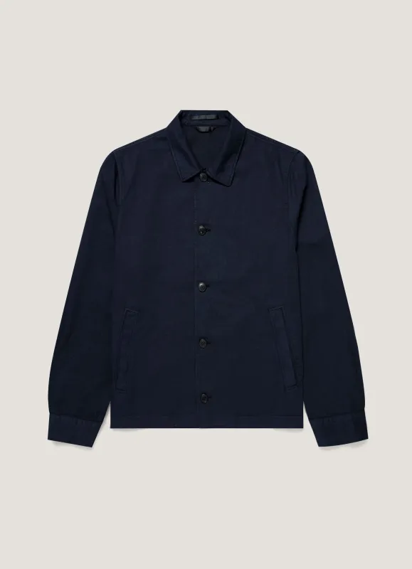 Men's Cotton Linen Jacket in Navy made by Sunspel