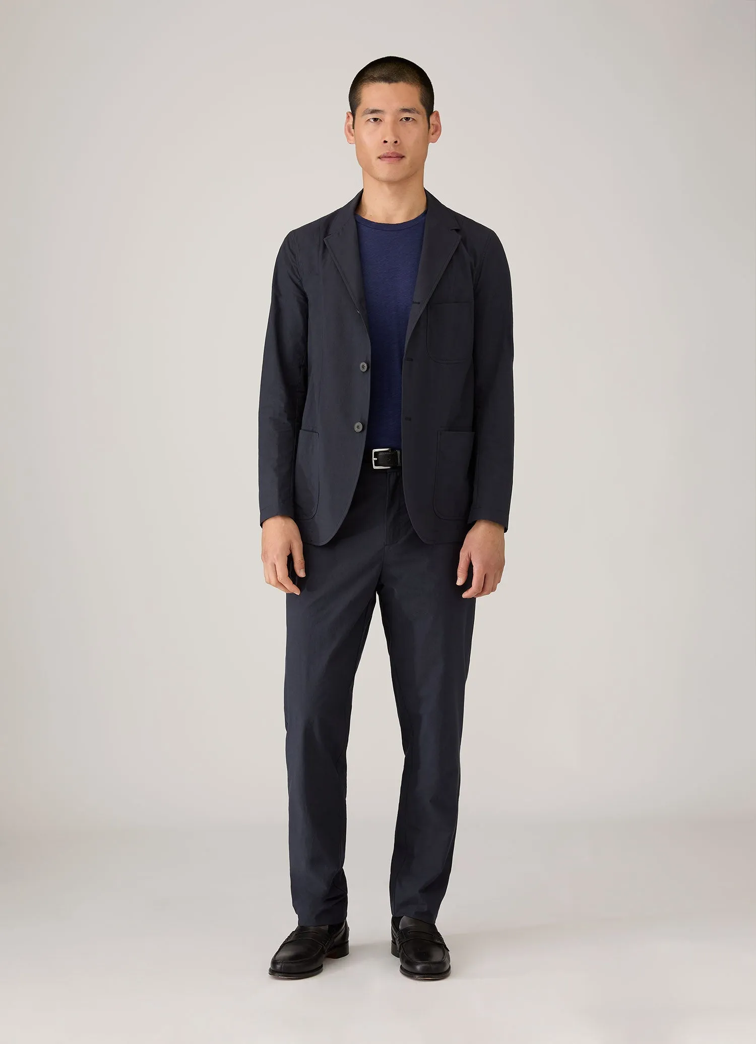 Men's Cotton Linen T-shirt in Ink Blue sold by Sunspel product image thumbnail 3