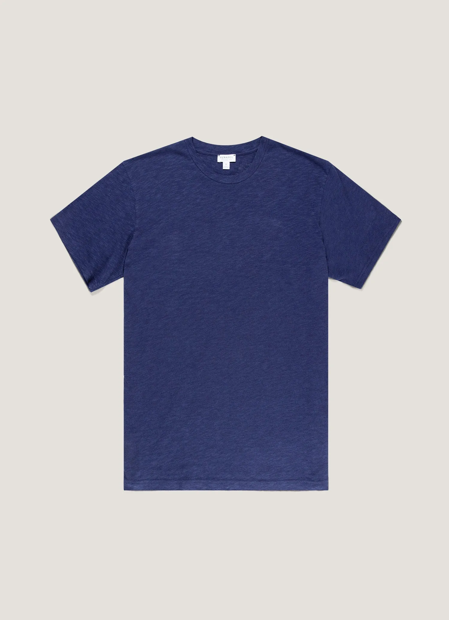 Men's Cotton Linen T-shirt in Ink Blue sold by Sunspel
