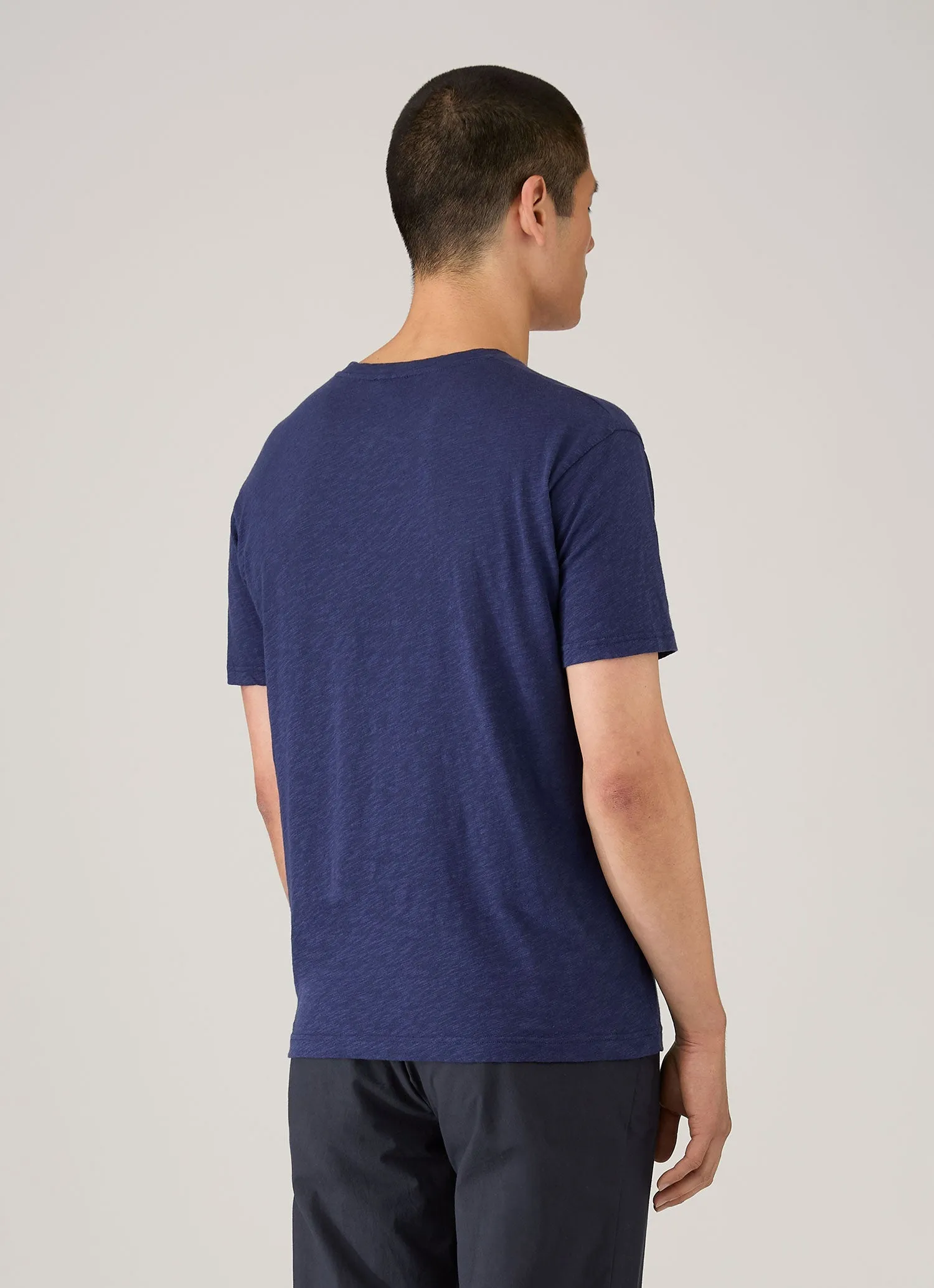 Men's Cotton Linen T-shirt in Ink Blue sold by Sunspel product image thumbnail 5