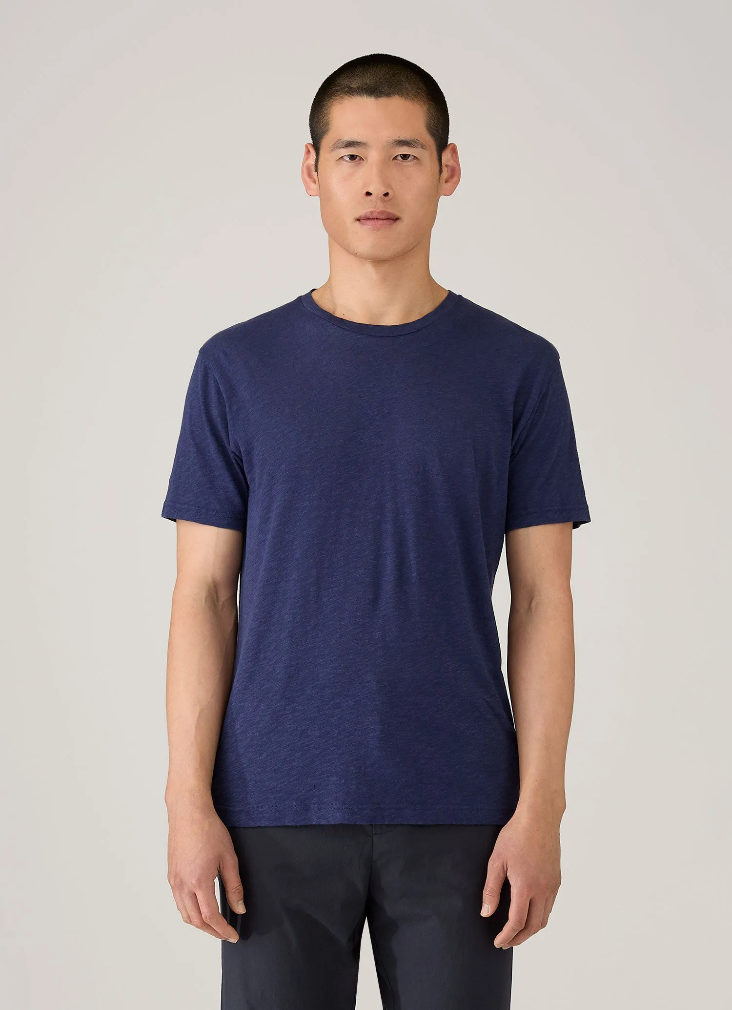 Men's Cotton Linen T-shirt in Ink Blue sold by Sunspel product image thumbnail 2