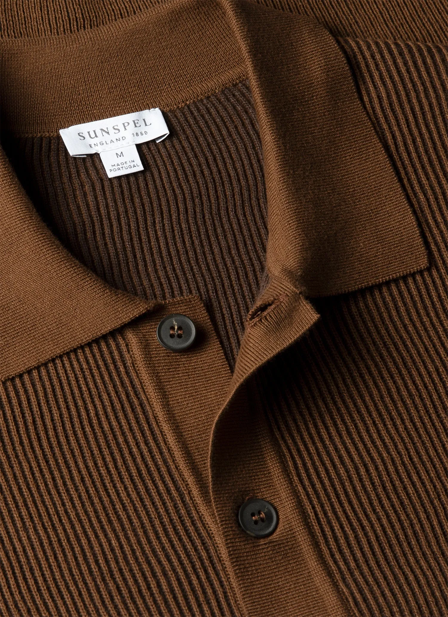 Men's Contrast Rib Polo Shirt in Bronze sold by Sunspel product image thumbnail 4