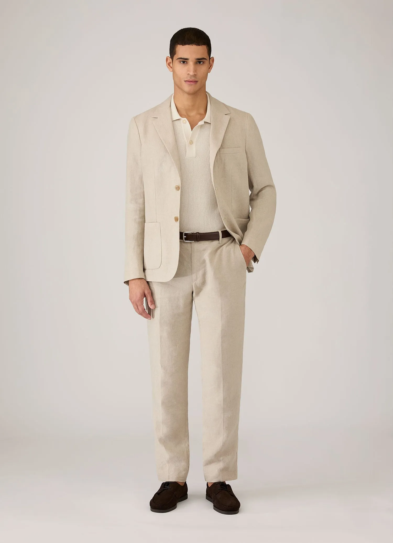 Men's Contrast Rib Polo Shirt in Ecru sold by Sunspel product image thumbnail 3