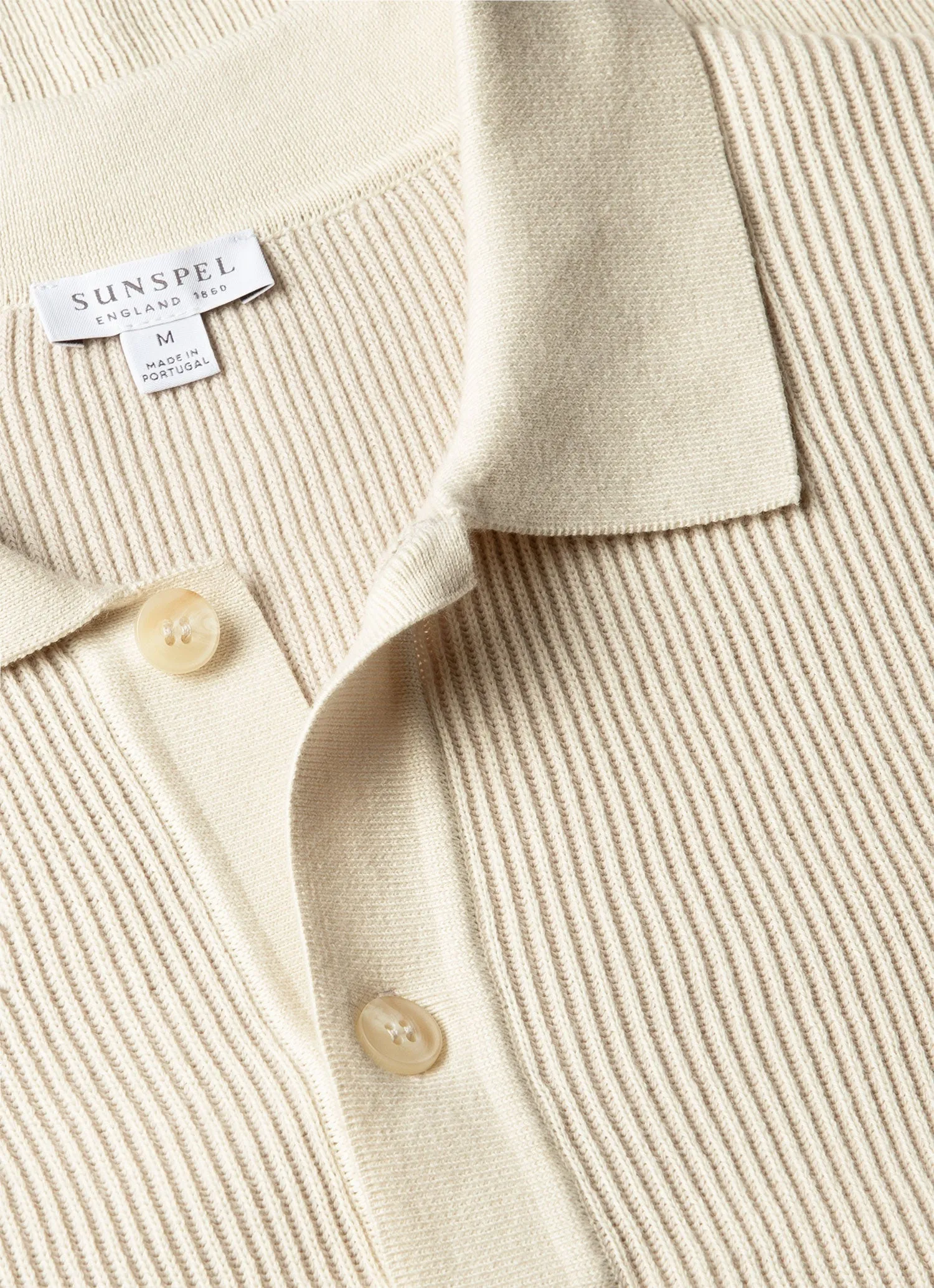 Men's Contrast Rib Polo Shirt in Ecru sold by Sunspel product image thumbnail 4