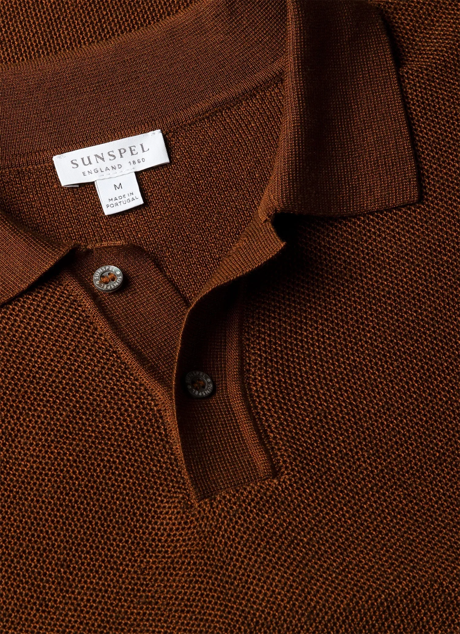 Men's Silk Linen Honeycomb Polo in Bronze sold by Sunspel product image thumbnail 4