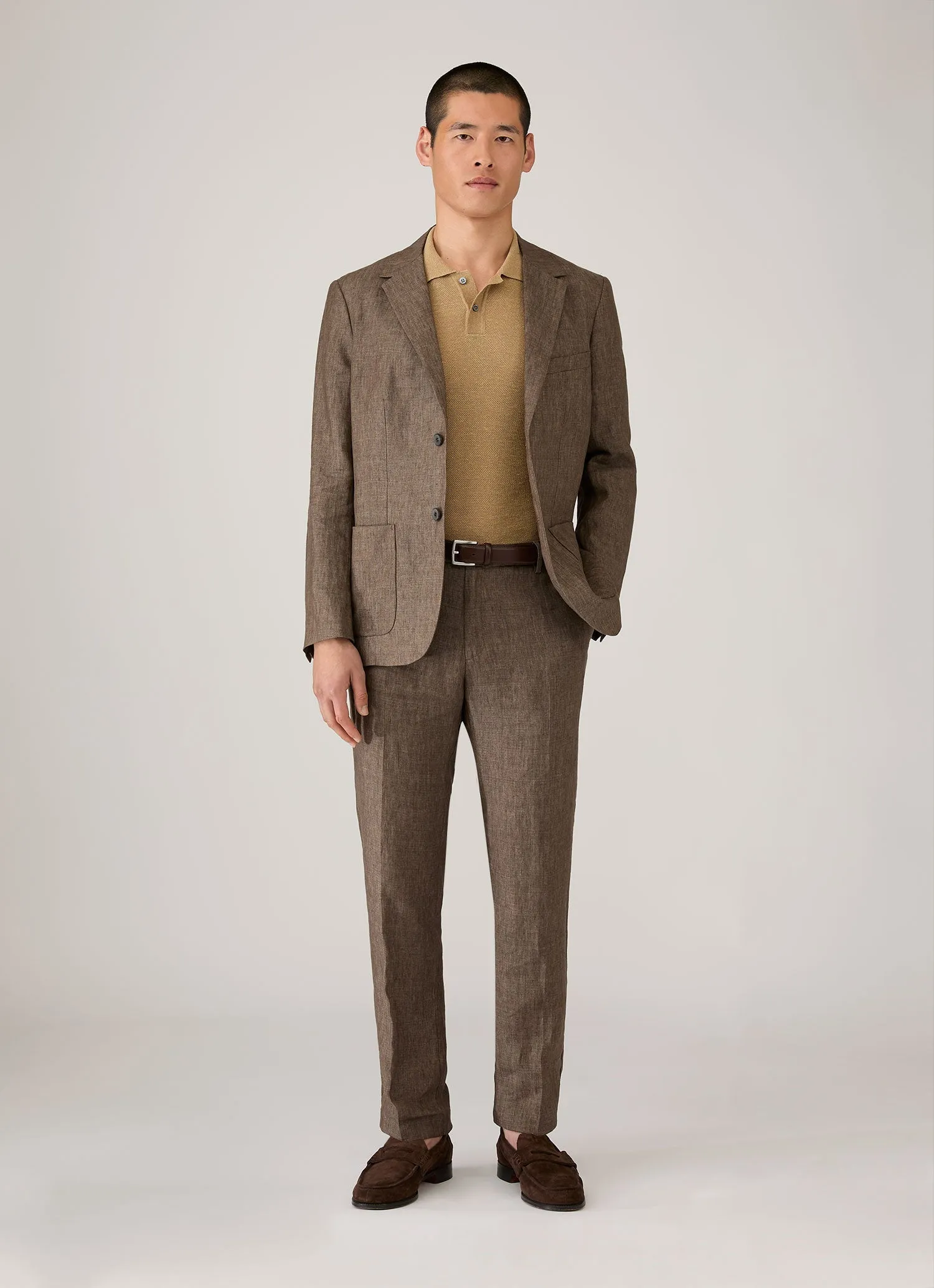 Men's Silk Linen Honeycomb Polo in Hazelwood sold by Sunspel product image thumbnail 3