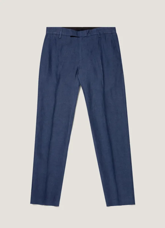 Men's Linen Trouser in Light Navy made by Sunspel