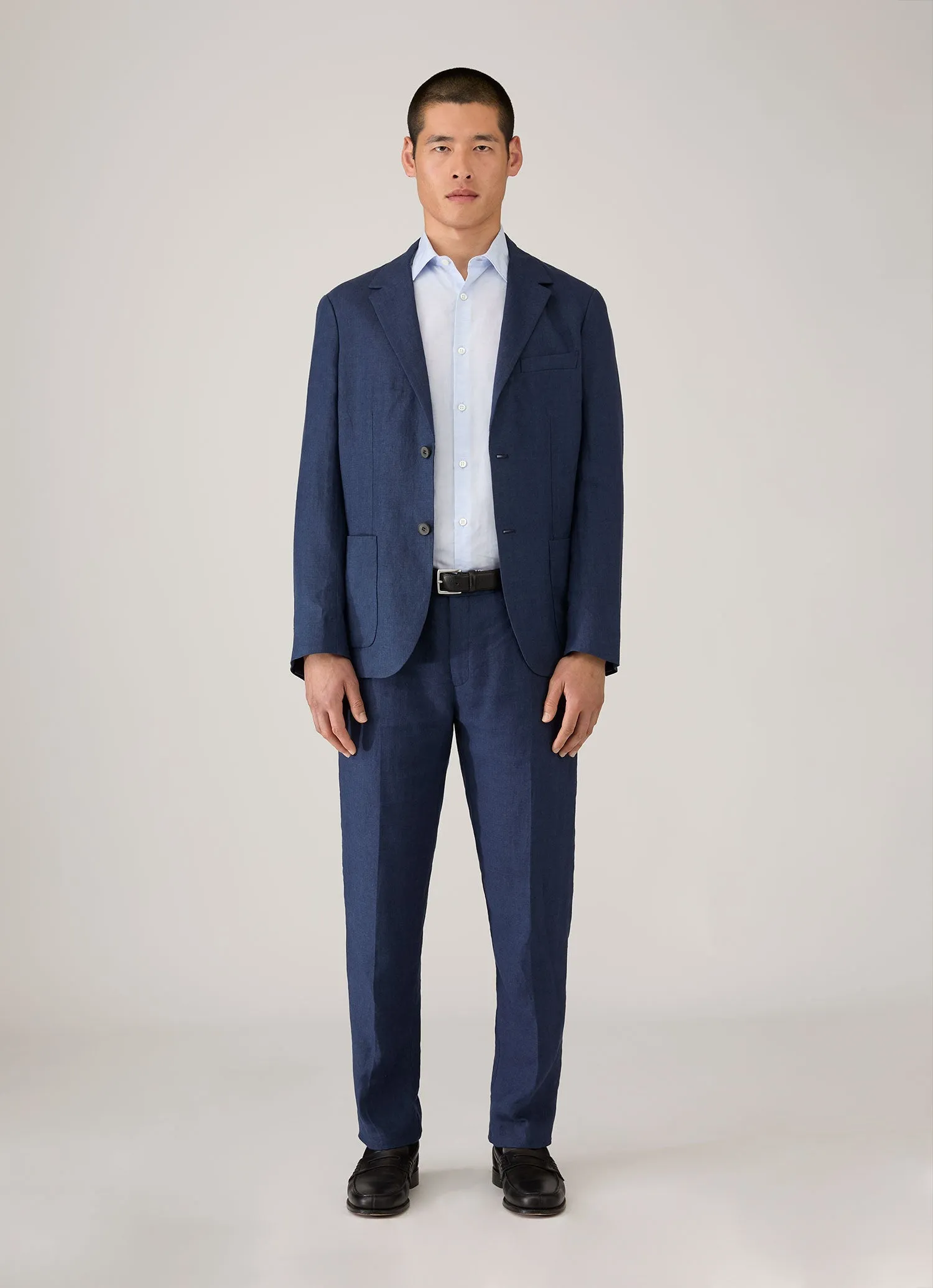 Men's Linen Trouser in Light Navy sold by Sunspel product image thumbnail 3