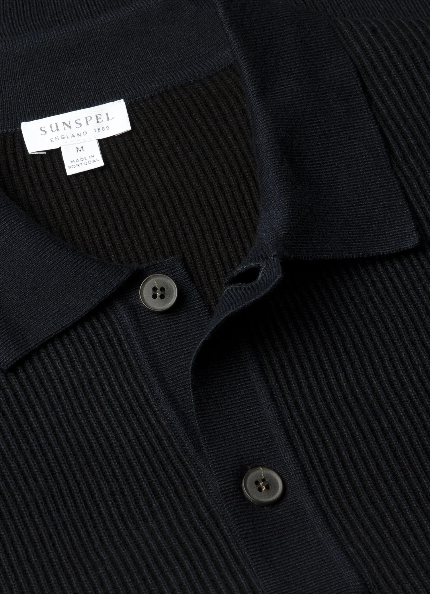 Men's Contrast Rib Polo Shirt in Navy sold by Sunspel product image thumbnail 4