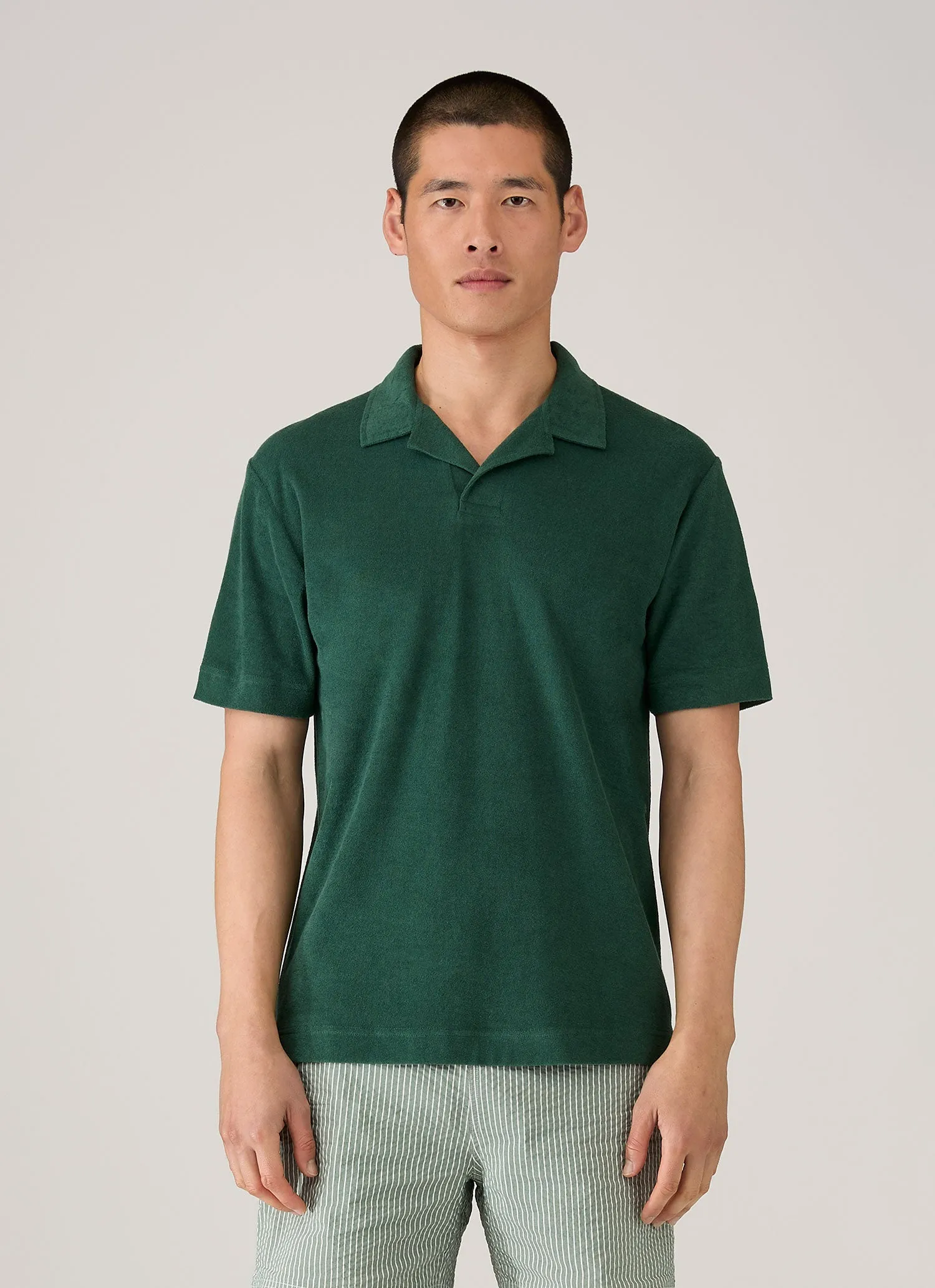 Men's Towelling Polo Shirt in Forest sold by Sunspel product image thumbnail 2